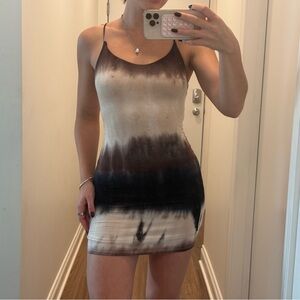 Varga Black and Cream Tie-Dye Mini Dress